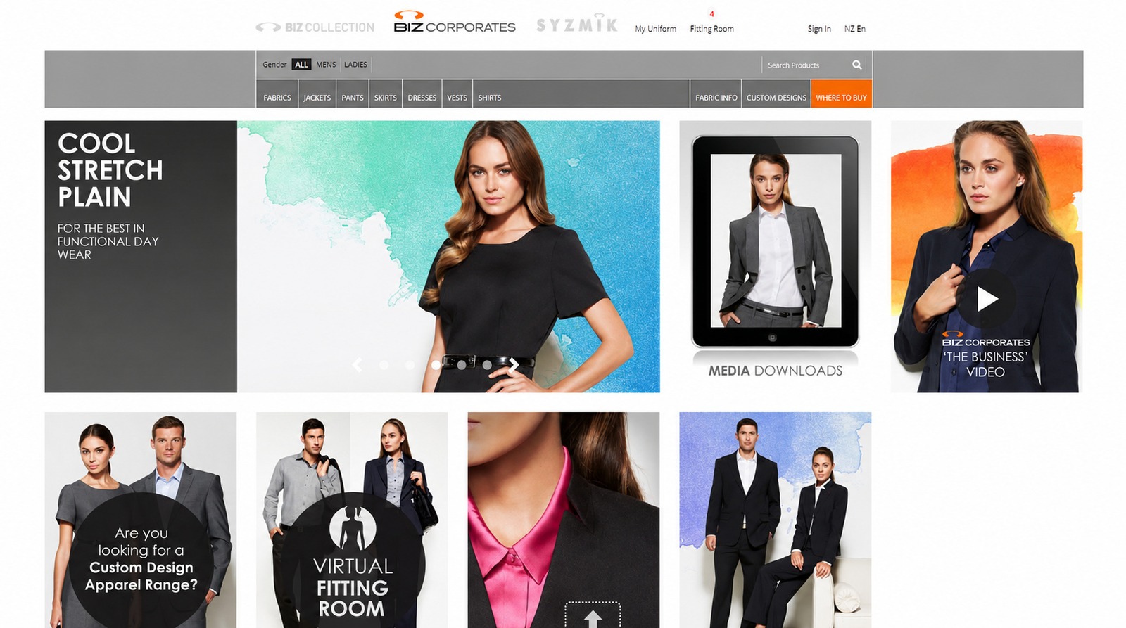 Biz Corporates ecommerce homepage