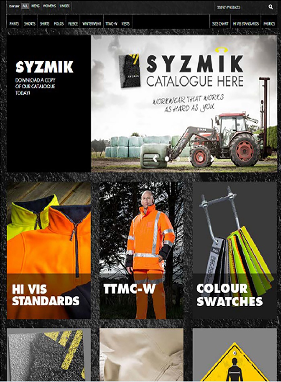 Syzmik ecommerce homepage