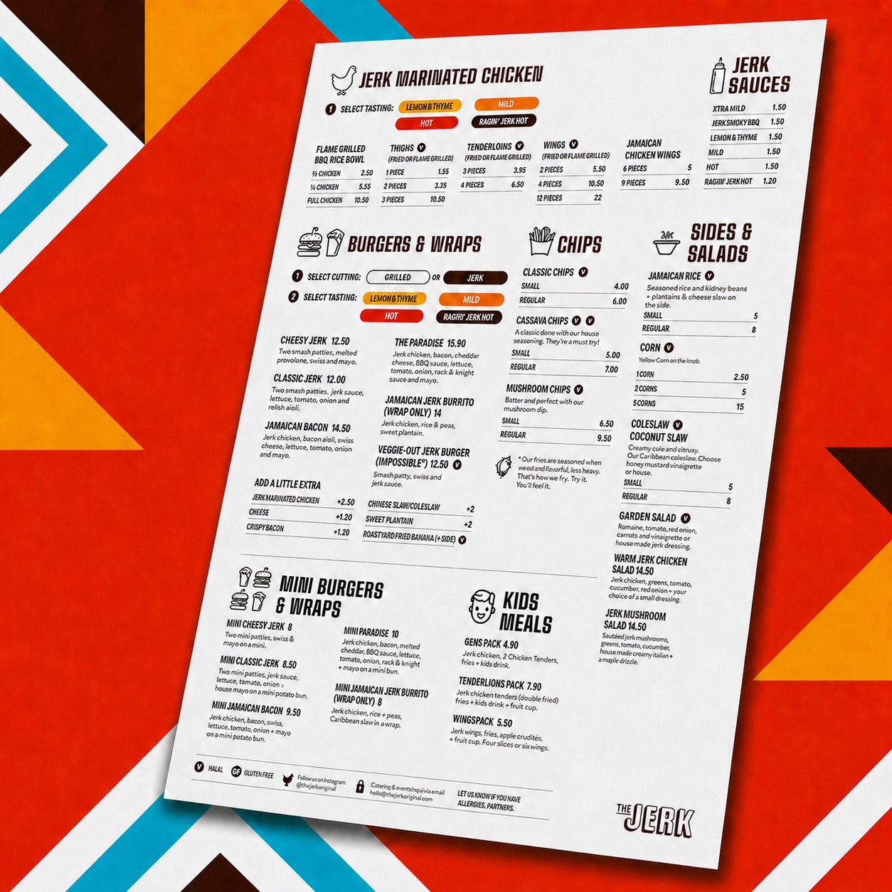 The Jerk menu design, the pattern system applied