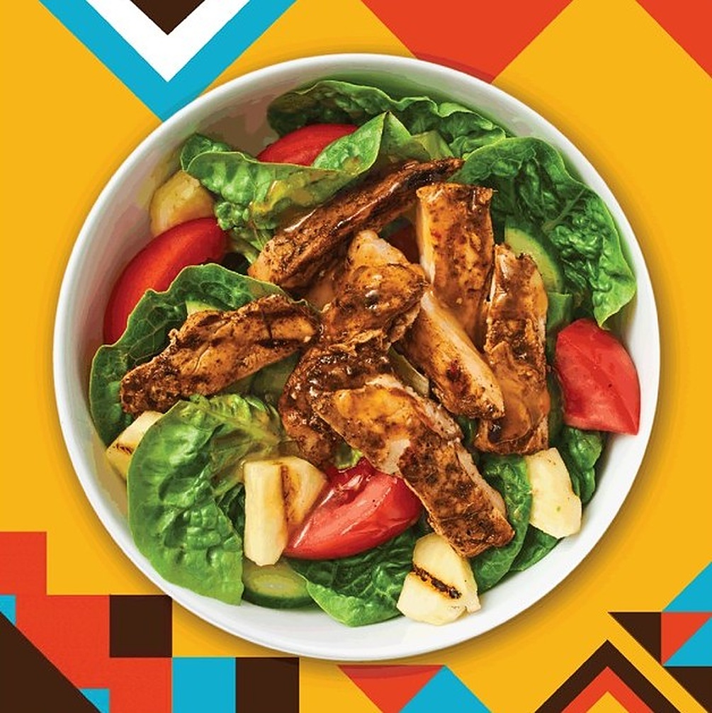 The Jerk food photography — chicken salad bowl